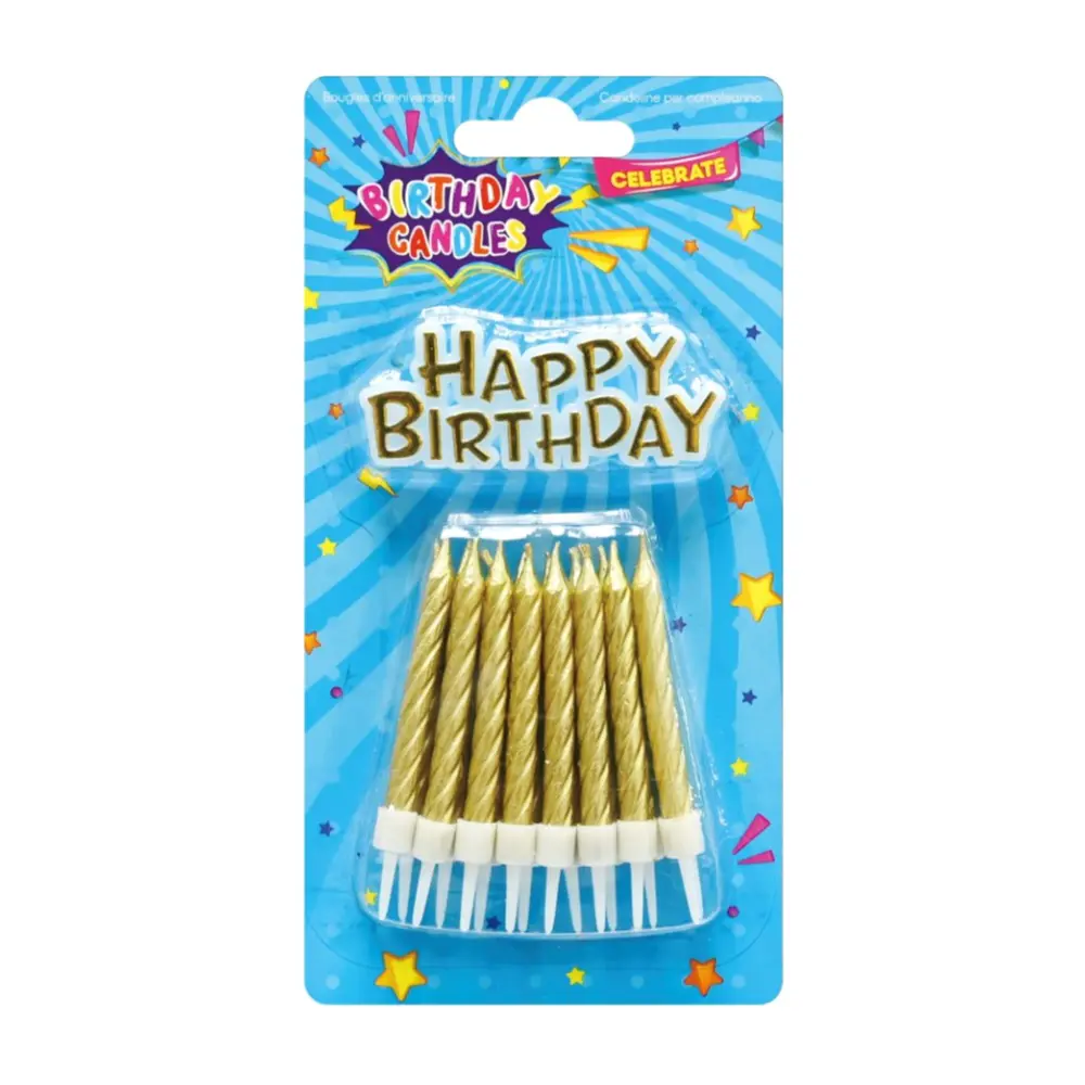 Nến Cây & Chữ Sinh Nhật Màu Vàng Đồng, Gold Candles & Happy Birthday, 17 Cây - UNCLE BILLS