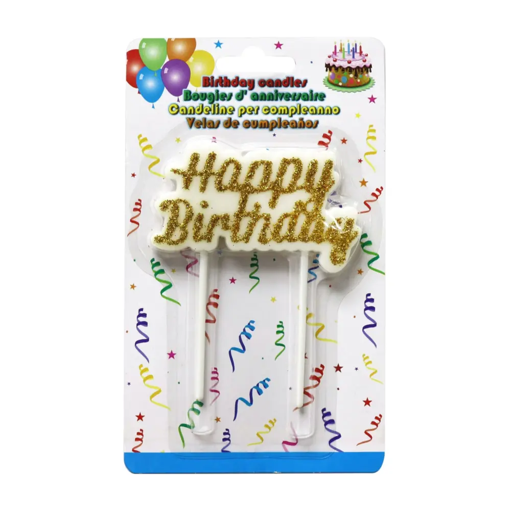 Nến Chữ Sinh Nhật Kim Tuyến Vàng, Glitter Happy Birthday Candle Plaque, Gold - UNCLE BILLS