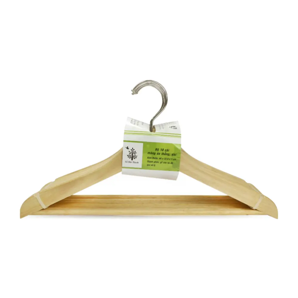 Máng Áo Thẳng Dài, Wooden Cloth Hanger, 10 Cái (44 x 22.5 x 1cm) - GO DUC THANH