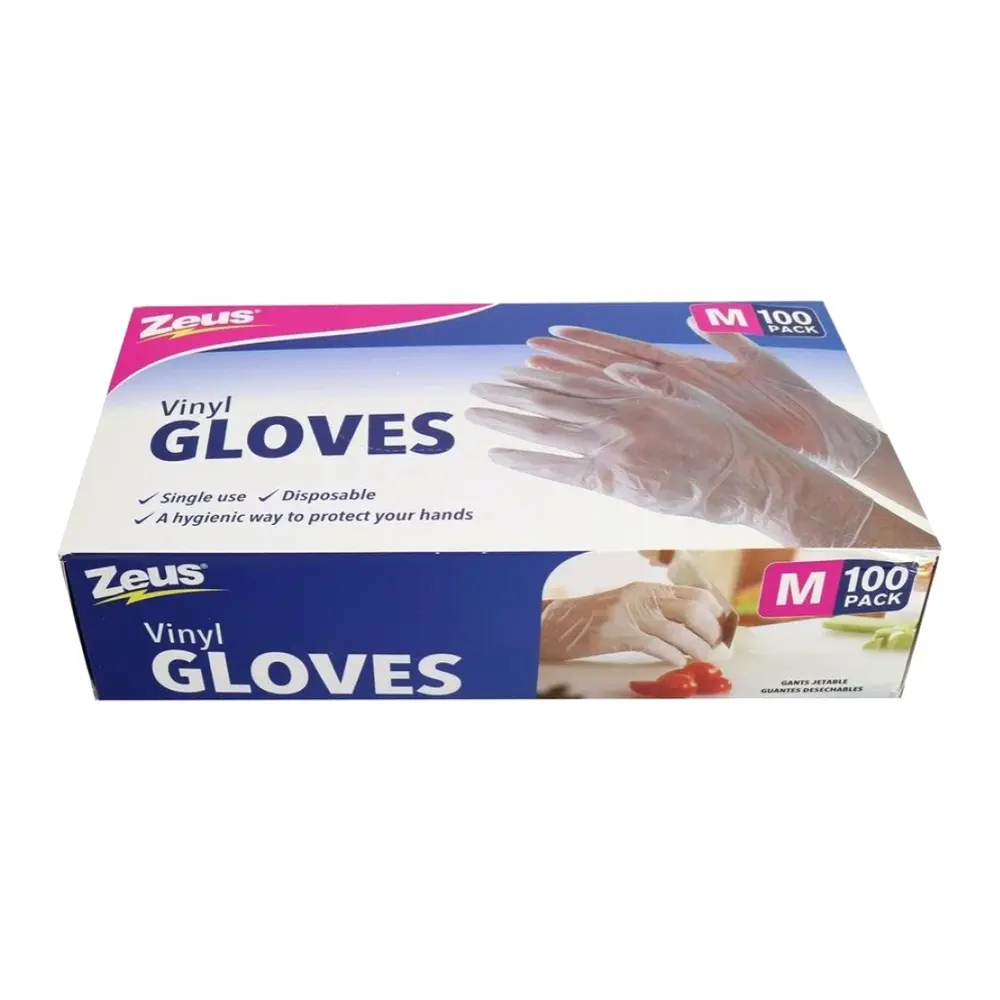Găng Tay Dùng Một Lần, Disposable Vinyl Gloves, Size M, 100 Cái (9.5cm) - ZEUS