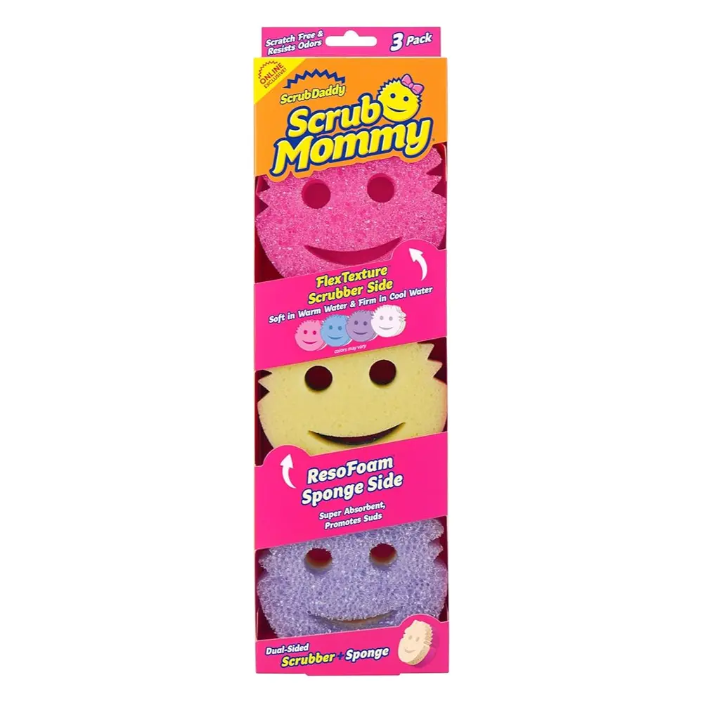 Bộ 3 Miếng Bọt Biển Mặt Cười 2 Mặt Lau Chùi Đa Năng, Scrub Mommy, Dual-Sided Scrubber & Sponge, 3 Pack - SCRUB DADDY