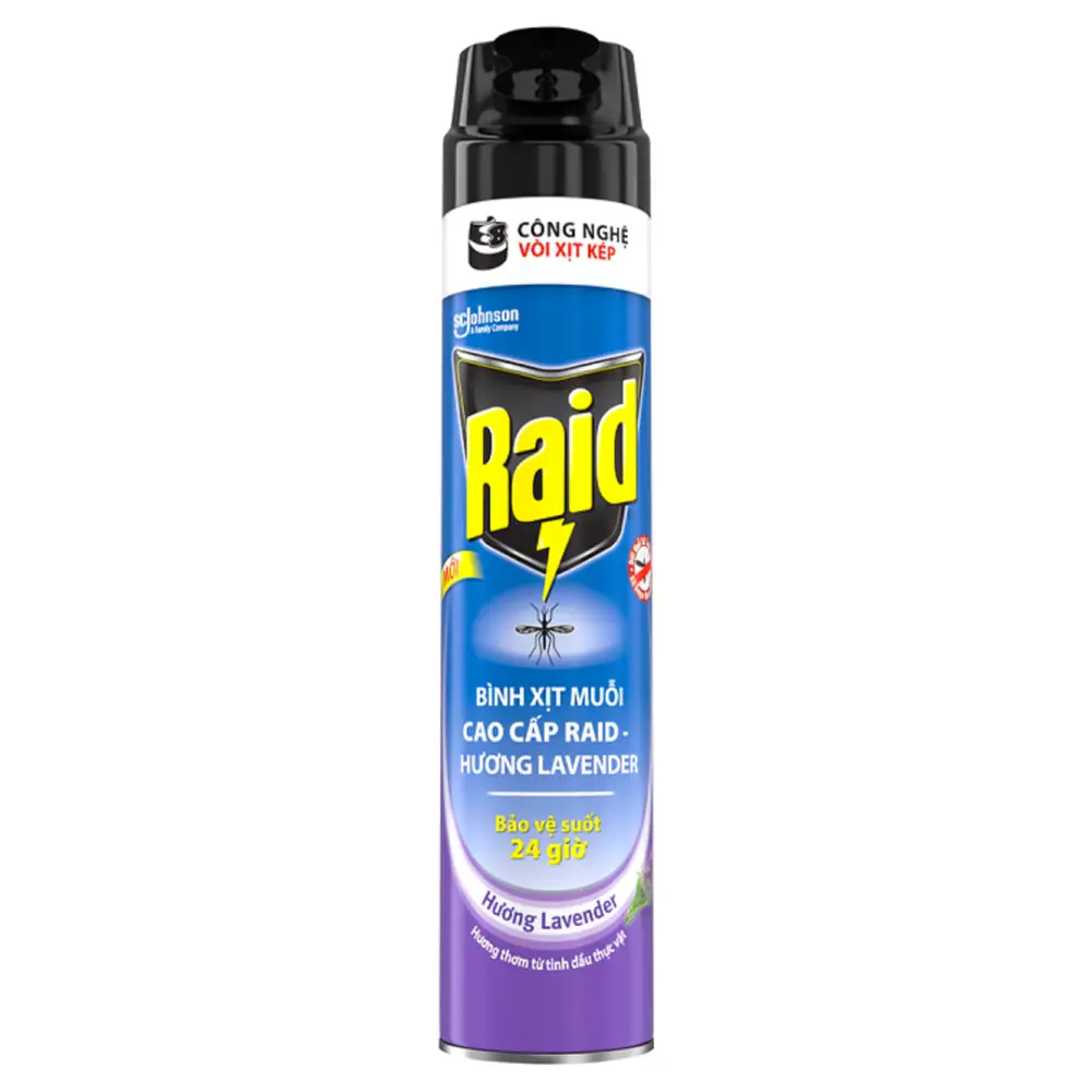 Xịt Chống Muỗi Cao Cấp Hương Oải Hương, Mosquito Repellent Spray, Lavender (600ml) - RAID