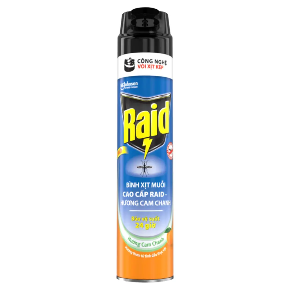 Xịt Chống Muỗi Cao Cấp Hương Cam Chanh, Mosquito Repellent Spray, Citrus (600ml) - RAID