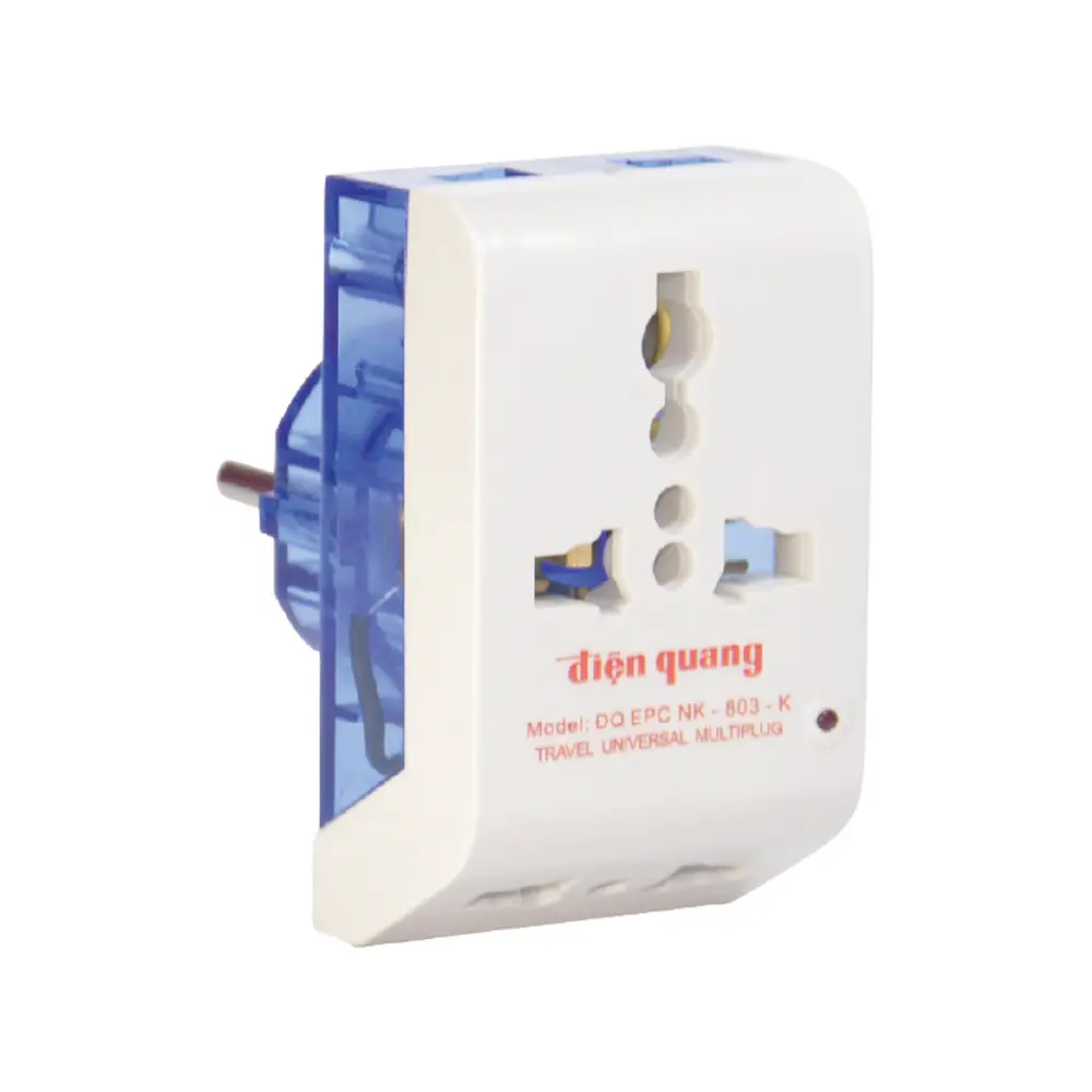 Phích Cắm Chuyển Đa Chiều Màu Xanh, Rotatable 2-to-3 Pin Socket Converter, Blue, 250V - 10A - DIEN QUANG