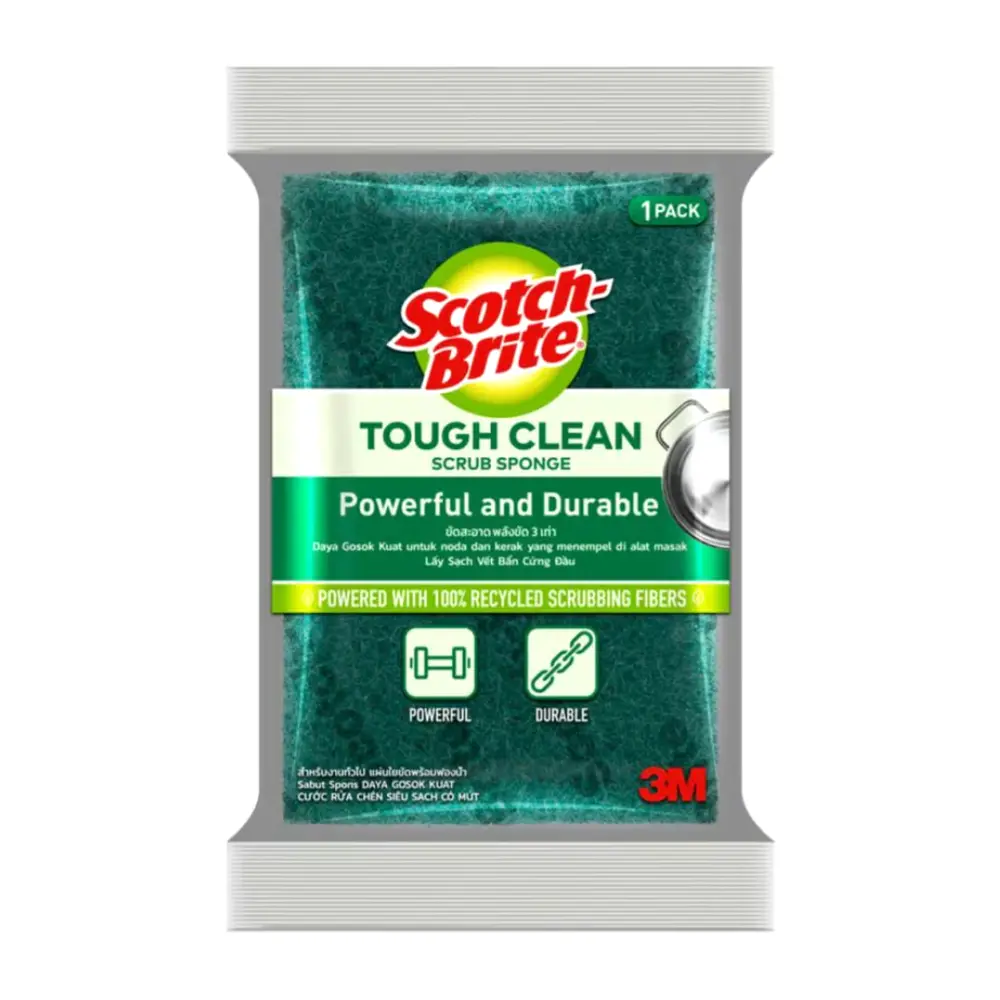 Cước Rửa Chén Siêu Sạch Có Mút, Scotch-Brite, Tough Clean Scrub Sponge, 1 Cái - 3M