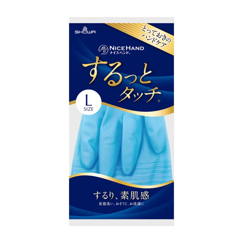 Bao Tay Thoáng Khí Chống Trượt, Nice Hand, Smooth Touch Blue Gloves, Size L (22 x 30cm) - SHOWA GLOVE