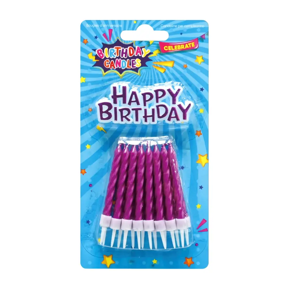 Nến Cây & Chữ Sinh Nhật Màu Hồng, Pink Candles & Happy Birthday, 17 Cái - UNCLE BILLS