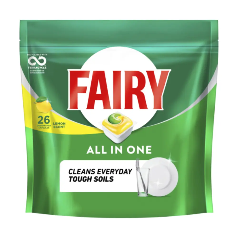 Viên Rửa Chén Bát Hương Chanh, All in One Dishwasher Capsules, Lemon Scent, 26 Viên (351g) - FAIRY