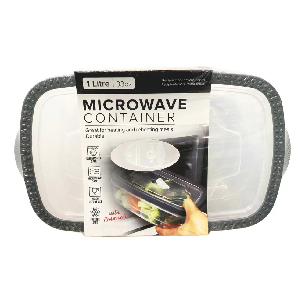 Hộp Đựng Thực Phẩm Cho Lò Vi Sóng, Microwave Container, 1L (24 x 15 x 8cm) - UNCLE BILLS