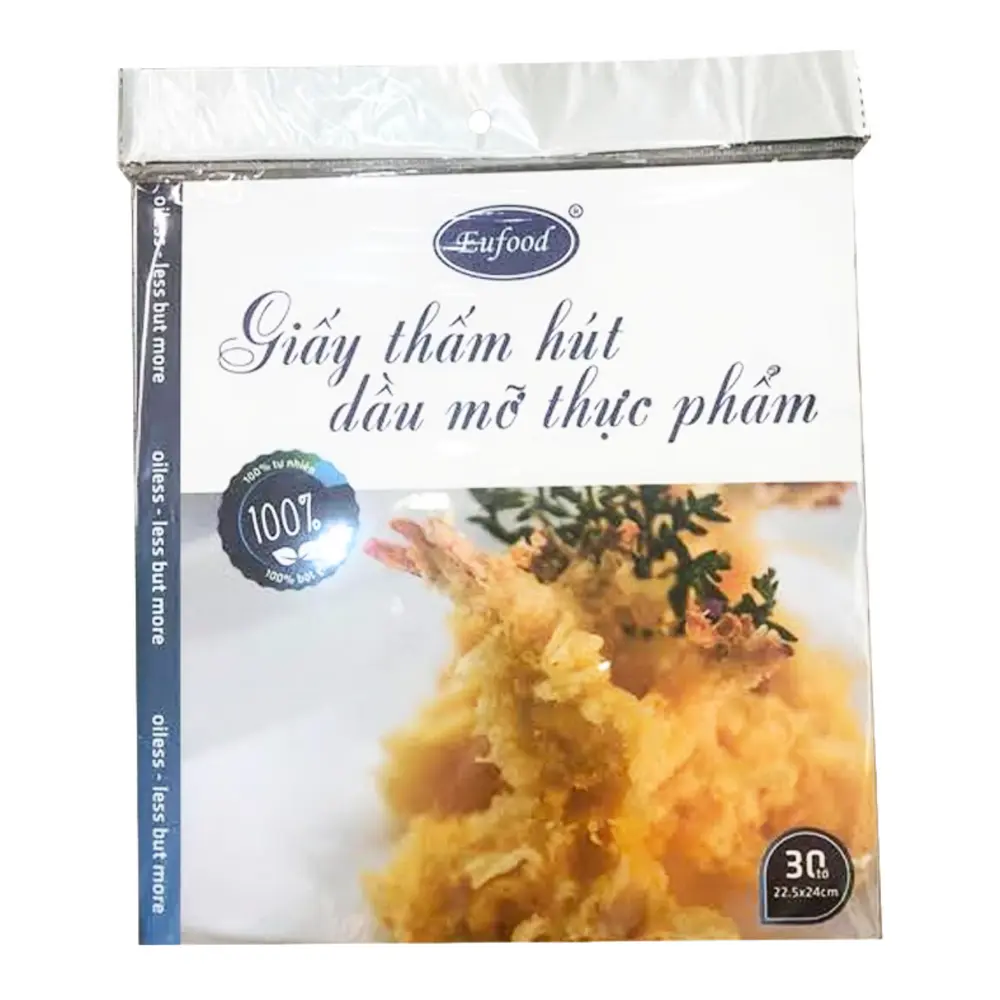 Giấy Thấm Hút Dầu Mỡ Thực Phẩm, Food Oil-Absorbing Sheets, 30 Tờ (22.5 x 24cm) - EUFOOD