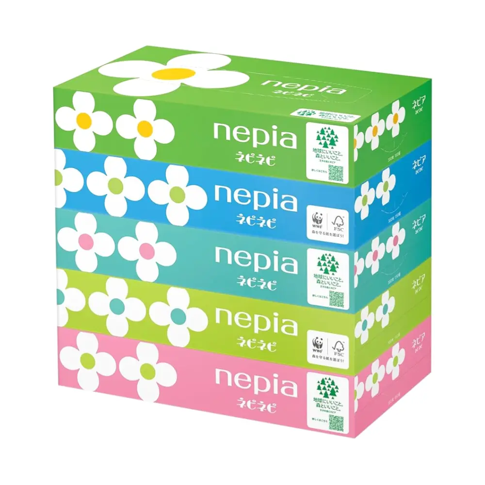 Set 5 Hộp Khăn Giấy 2 Lớp, Nepinepi Tissue, 5 Hộp, 750 Tờ - NEPIA