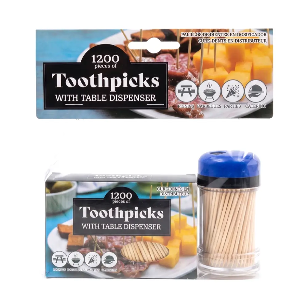 Tăm Xỉa Răng Bao Gồm Hộp, Toothpicks with Table Dispenser, 1200 Cây - UNCLE BILLS