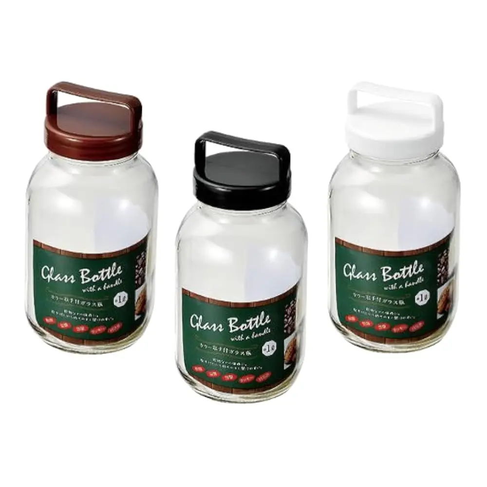 Hũ Thủy Tinh Nắp Tay Cầm (Nhiều Mẫu), Glass Bottle with a Handle (1L) - ECHO METAL