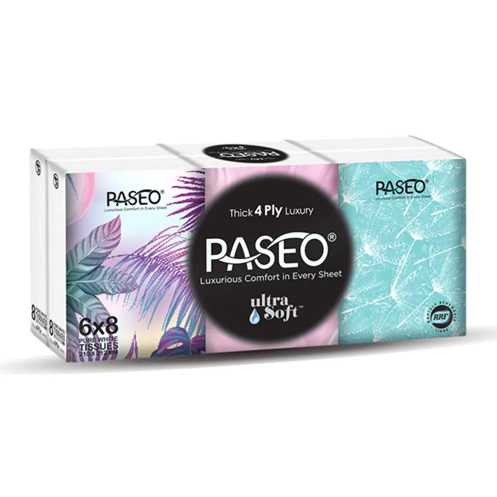 Khăn Giấy Bỏ Túi 4 Lớp, UltraSoft, Luxury Facial Tissues, 6 Gói (210 x 212mm) - PASEO