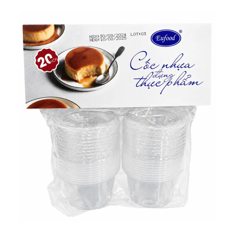 Cốc Nhựa Đựng Thực Phẩm, Plastic Food Container Cup, 20 Cái, 100ml (75 x 39mm) - EUFOOD