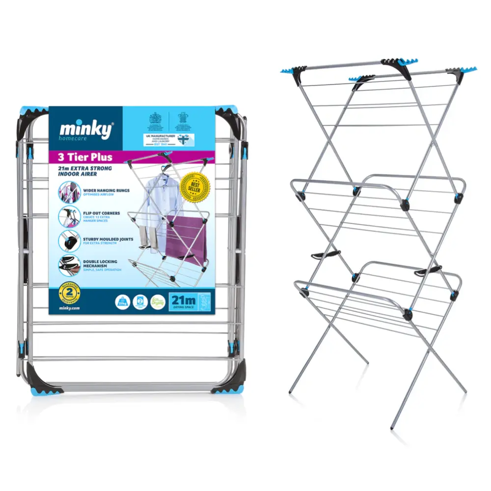 Kệ Phơi Đồ 3 tầng, 3 Tier Plus Clothes Airer, Indoor Drying Rack (21m) - MINKY