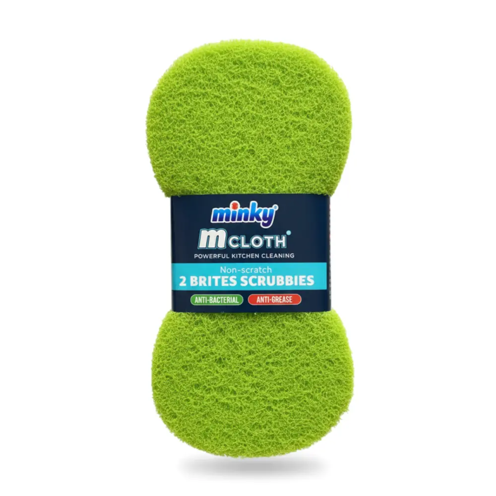 Miếng Chùi Kháng Khuẩn Chống Trầy, Mcloth, Non-Scratch Brites Scrubbies, 2 Cái (8 x 4 x 16cm) - MINKY