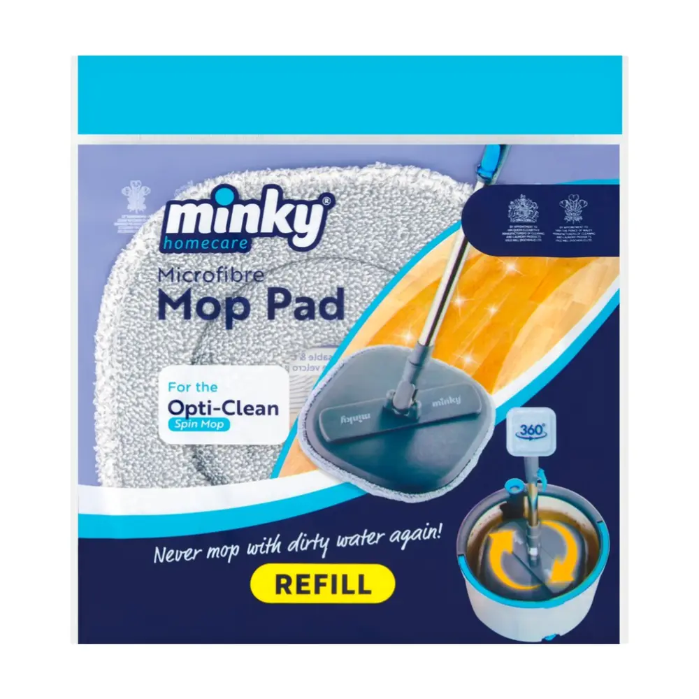 Miếng Lau Nhà Thay Thế, Microfibre Mop Pad for Opti-Clean 360 Spin Mop, Refill (26 x 2 x 29cm) - MINKY