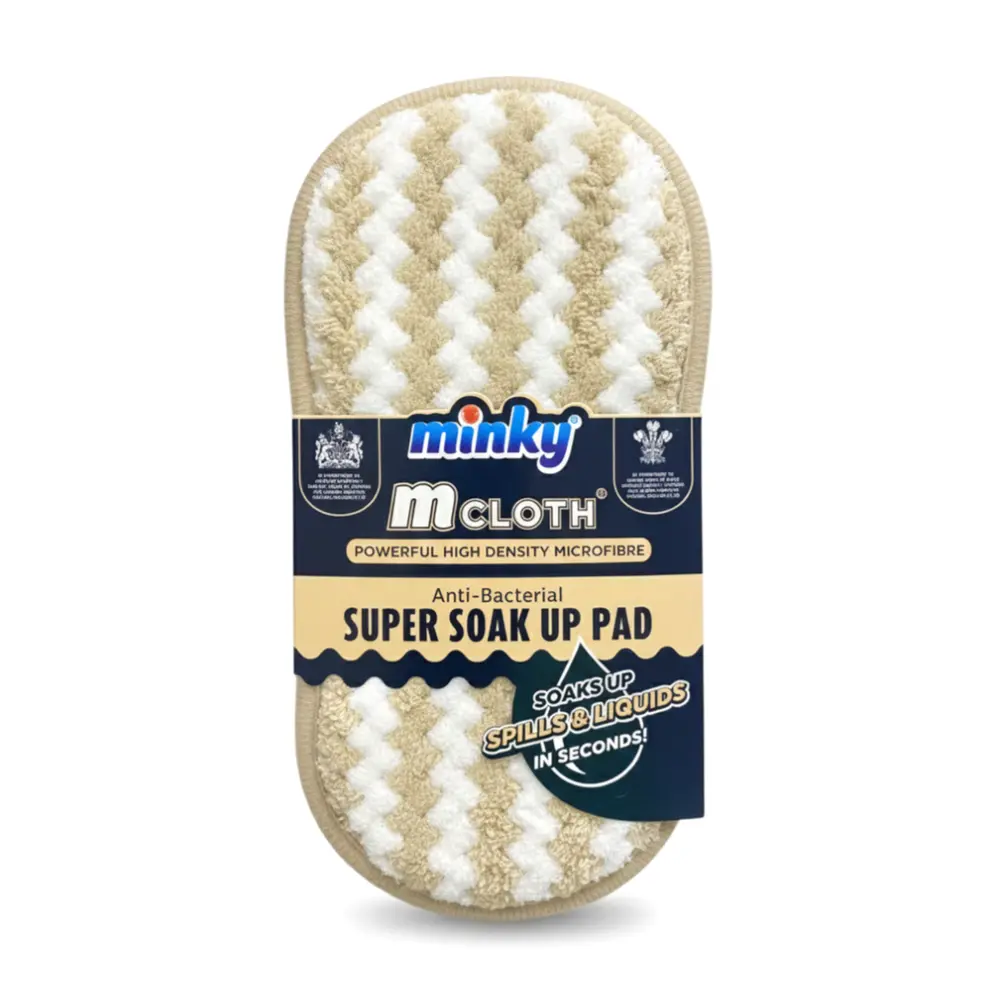 Miếng Lau Kháng Khuẩn Siêu Thấm Nước Nâu, Mcloth, Powerful High Density Microfibre, Anti-bacterial Super Soak Up Pad (9.5 x 2.5 x 19cm) - MINKY