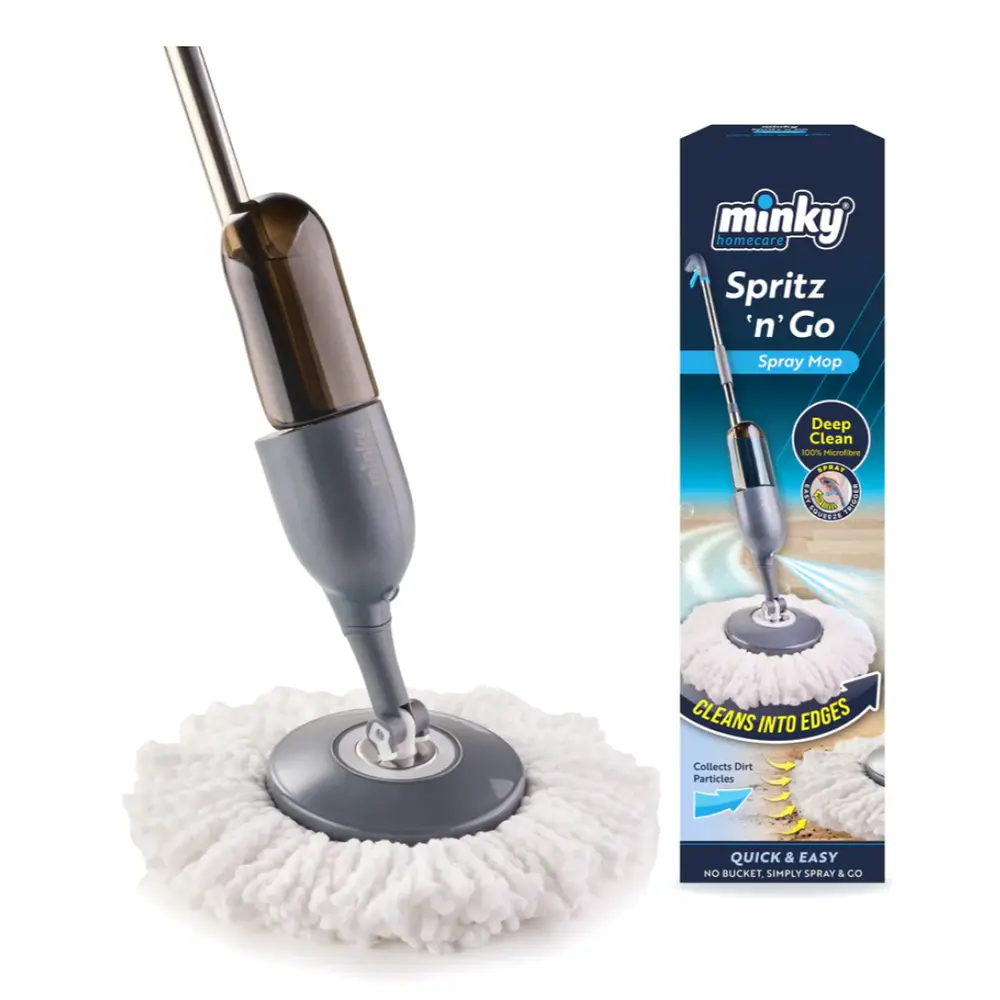 Cây Lau Nhà Phun Sương Bông Tròn, Spritz N Spin Spray Mop (65 x 18 x 10cm) - MINKY