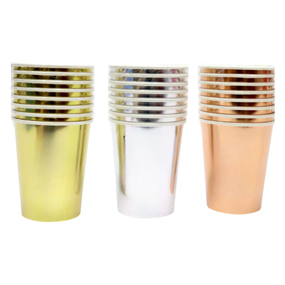 Ly Giấy Màu Kim Loại (Nhiều Mẫu), Metallic Paper Cups, 8 Cái (250ml) - UNCLE BILLS