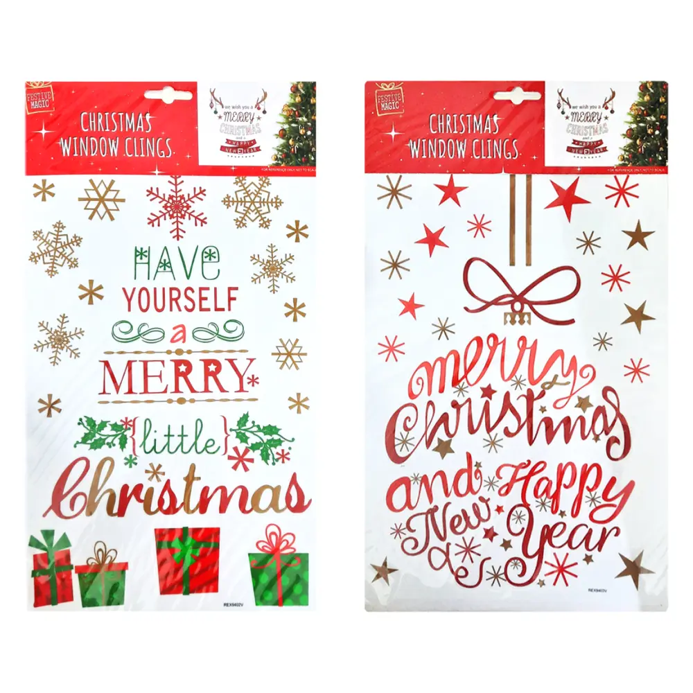 Hình Dán Cửa Trang Trí Giáng Sinh (Nhiều Mẫu), Christmas & New Year Greeting Window Clings - UNCLE BILLS