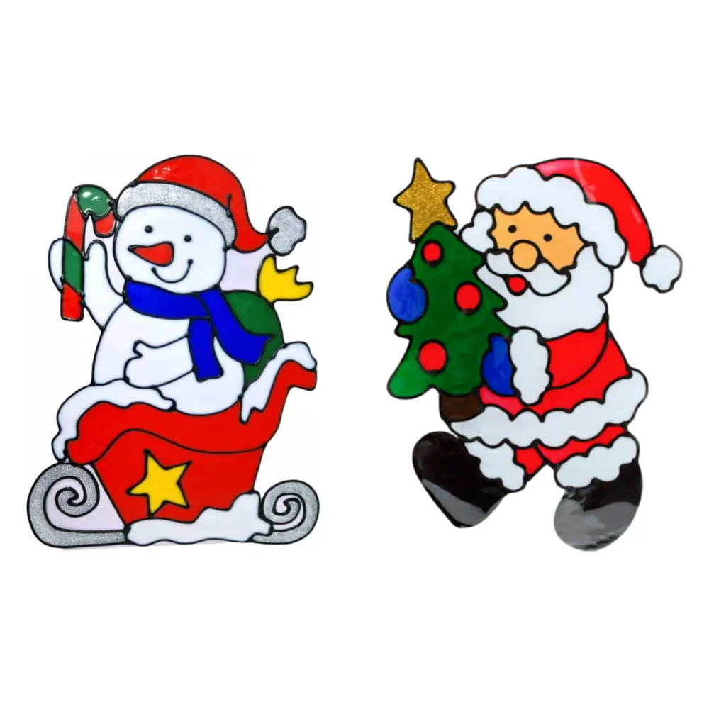 Hình Dán Cửa Kính Trang Trí Giáng Sinh (Nhiều Mẫu), Glitter Window Sticker (35cm) - UNCLE BILLS