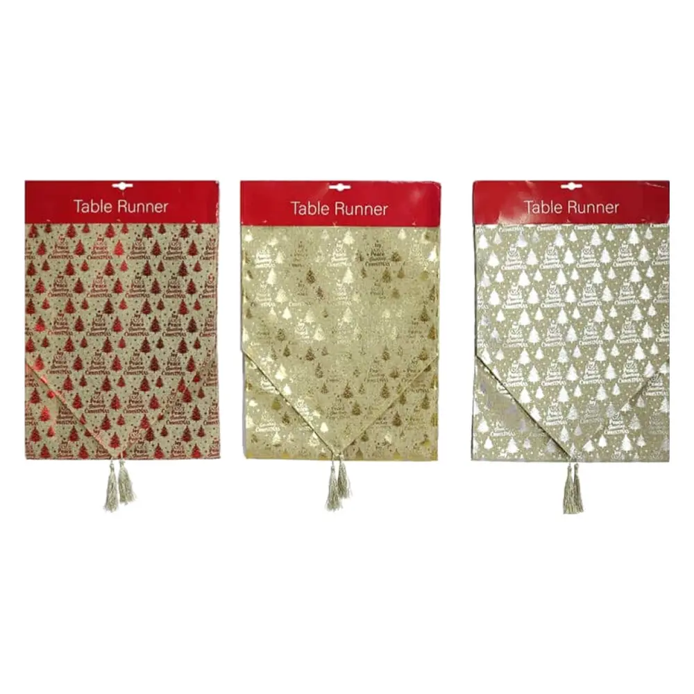 Khăn Trải Bàn Cổ Điển Họa Tiết Giáng Sinh (Nhiều Mẫu), Vintage Foil Christmas Table Runner (32 x 180cm) - UNCLE BILLS