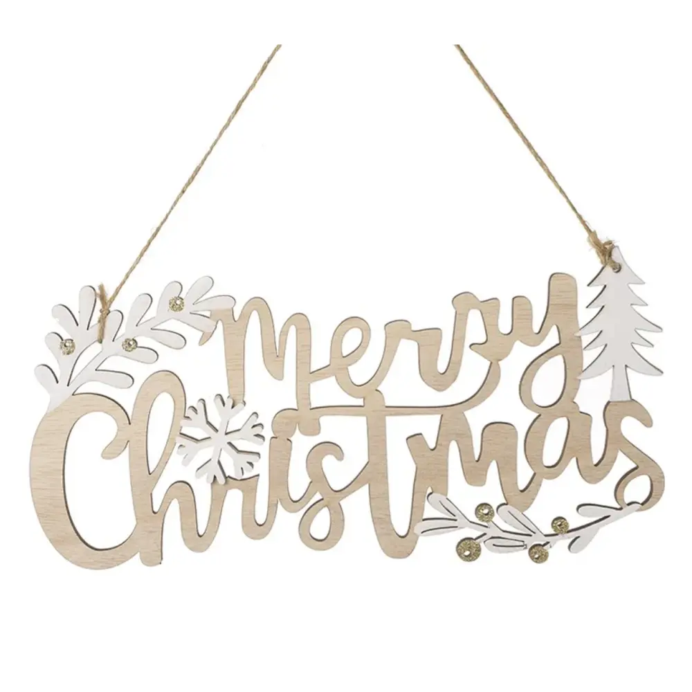 Chữ Treo Màu Gỗ Trang Trí Giáng Sinh, Merry Christmas Hanging Sign (22cm) - UNCLE BILLS