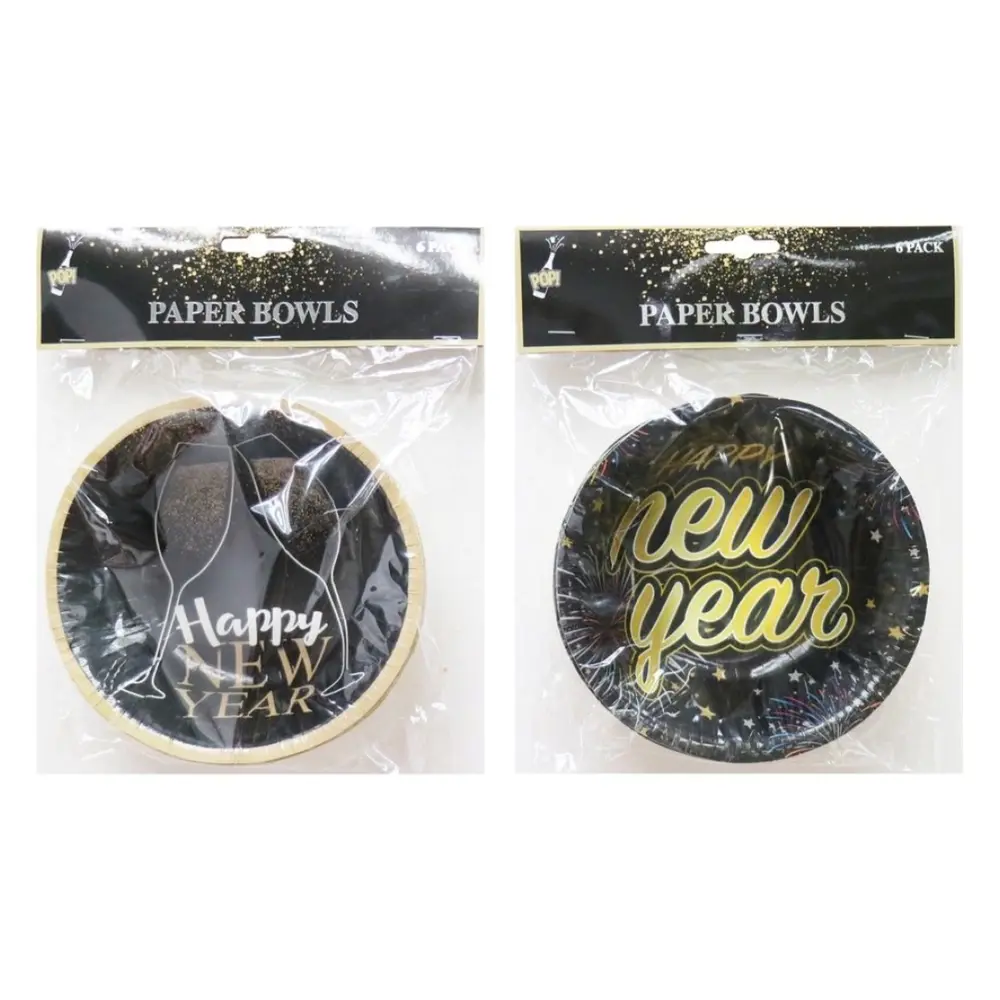 Tô Giấy Năm Mới (Nhiều Mẫu), Happy New Year Paper Bowls, 6 Cái - UNCLE BILLS