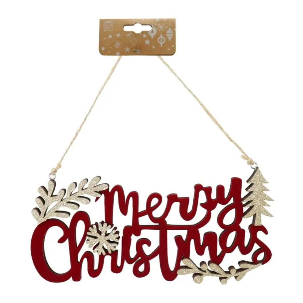 Chữ Kim Tuyến Treo Trang Trí Giáng Sinh, Flocked Merry Christmas Glittered Hanging Sign - UNCLE BILLS
