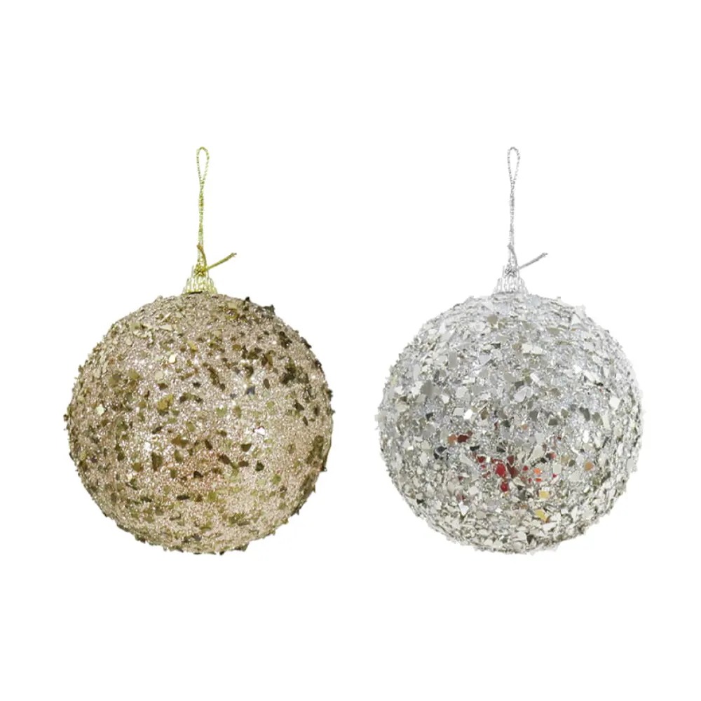 Quả Châu Gắn Vụn Gương Trang Trí Giáng Sinh (Nhiều Mẫu), Mirror Bauble (80mm) - UNCLE BILLS