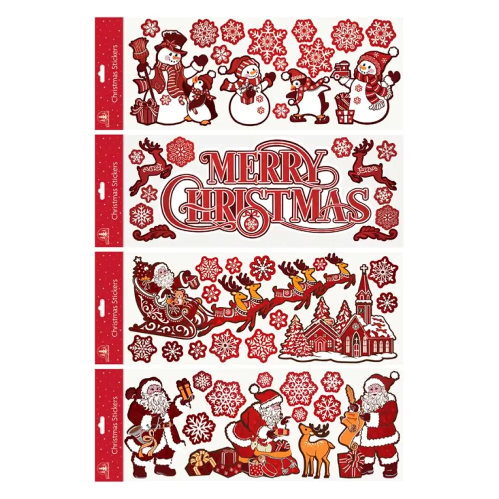Sticker Họa Tiết Đỏ Trang Trí Noel (Nhiều Mẫu), Red Fancy Laser Window Clings - UNCLE BILLS