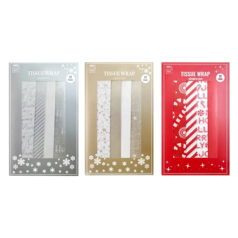 Khăn Giấy Gói Quà Họa Tiết Giáng Sinh (Nhiều Mẫu), Christmas Tissue Wrap, 12 Tờ (50 x 66cm) - UNCLE BILLS