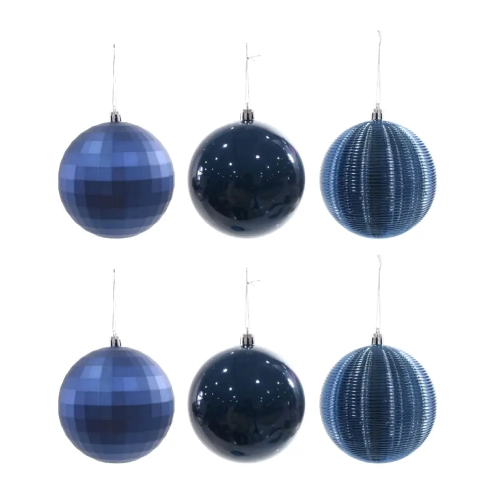 Quả Châu Trang Trí Giáng Sinh Màu Xanh Biển, 6 Pack Cylinder Navy Baubles (10cm) - UNCLE BILLS