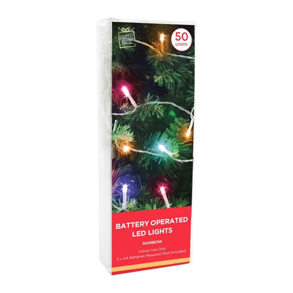 Dây Đèn Led Cầu Vồng, 50 Battery Operated LED Lights, Rainbow (4.9m) - UNCLE BILLS