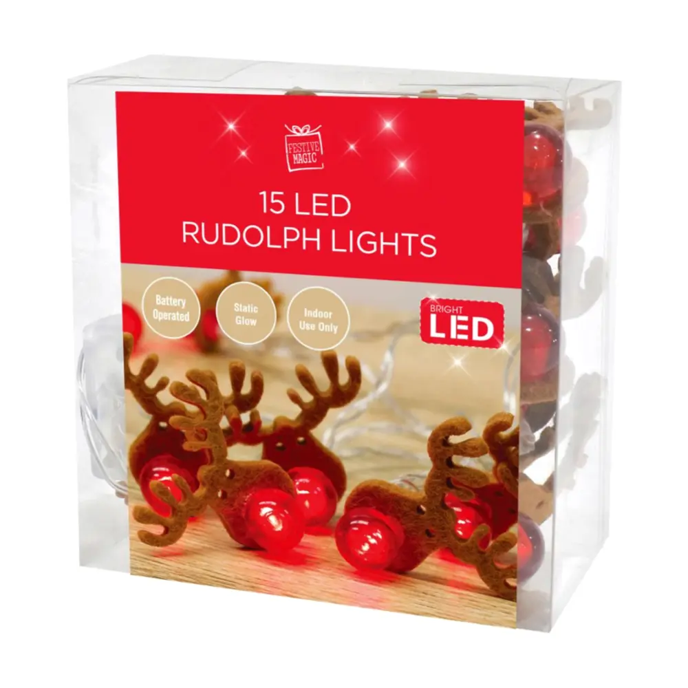 Đèn Tuần Lộc Phát Sáng, 15 LED Battery Operated Rudolph Lights (2.1m) - UNCLE BILLS