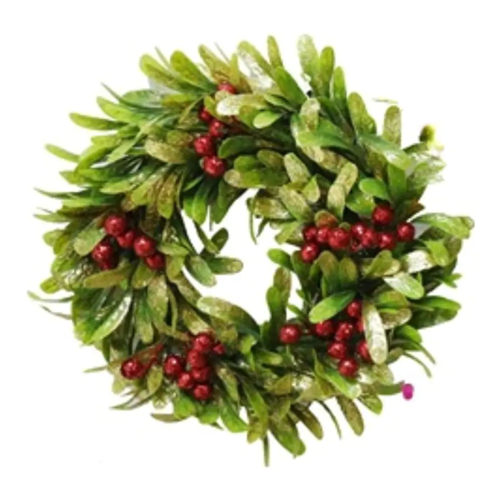 Vòng Nguyệt Quế Trang Trí Giáng Sinh, Mistletoe Wreath with Glitter Berries (30cm) - UNCLE BILLS