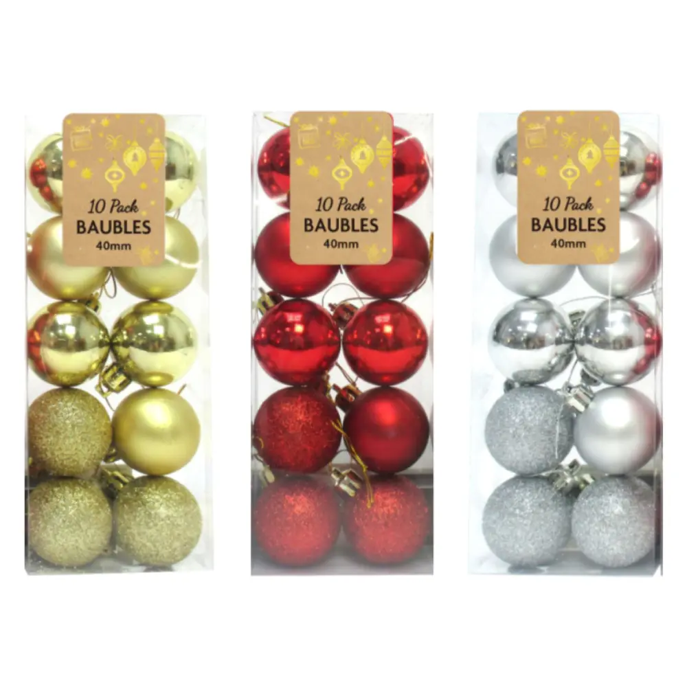 Quả Cầu Trang Trí Giáng Sinh (Nhiều Mẫu), 10 Pack Xmas Baubles (40mm) - UNCLE BILLS