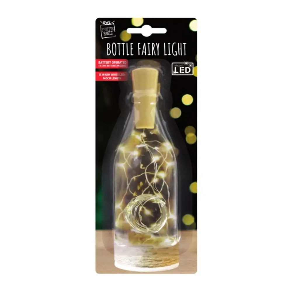Đèn Led Trang Trí Hình Chai Rượu, Bottle Fairy Lights with Cork, 50 Battery Operated LED Lights, Warm White (1.4m) - UNCLE BILLS