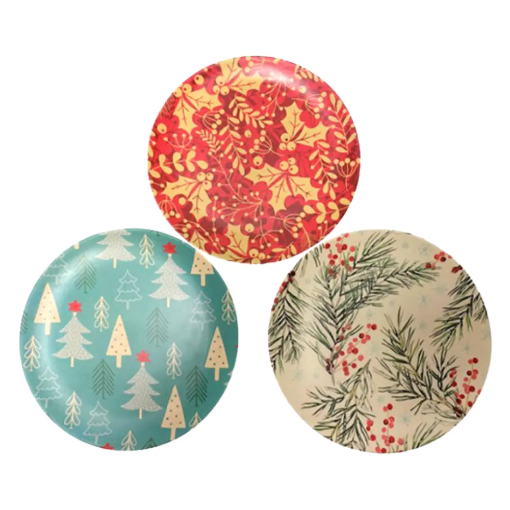 Đĩa Sợi Tre Họa Tiết Giáng Sinh (Nhiều Mẫu), Bamboo Fibre Side Plate (20cm) - UNCLE BILLS