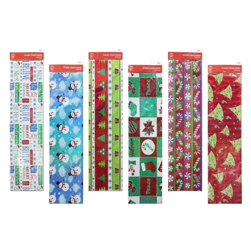 Khăn Giấy Họa Tiết Giáng Sinh (Nhiều Mẫu), Christmas Foiled Tissue Paper, 10 Tờ (50 x 70cm) - UNCLE BILLS