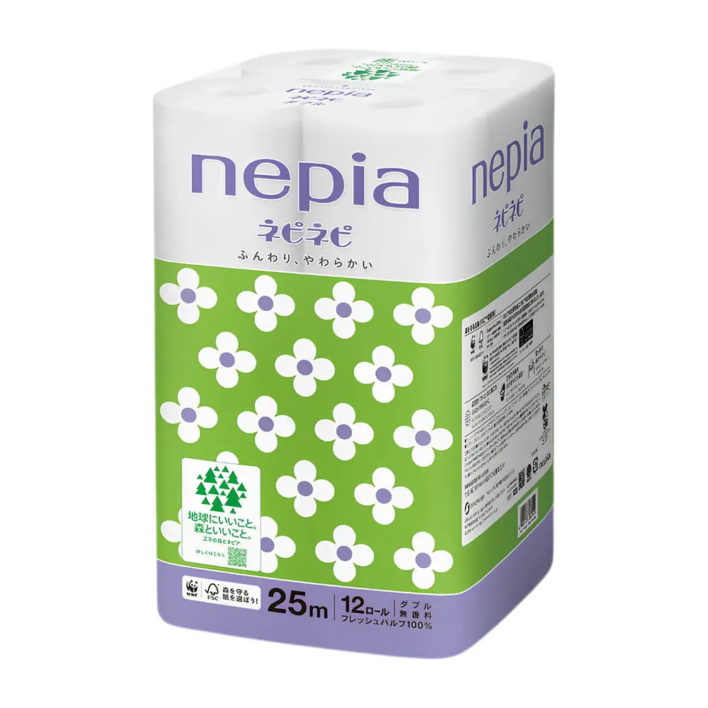 Giấy Vệ Sinh 2 Lớp Không Mùi, Toilet Paper, Fragrance Free, 12 Cuộn (109mm x 25m) - NEPIA