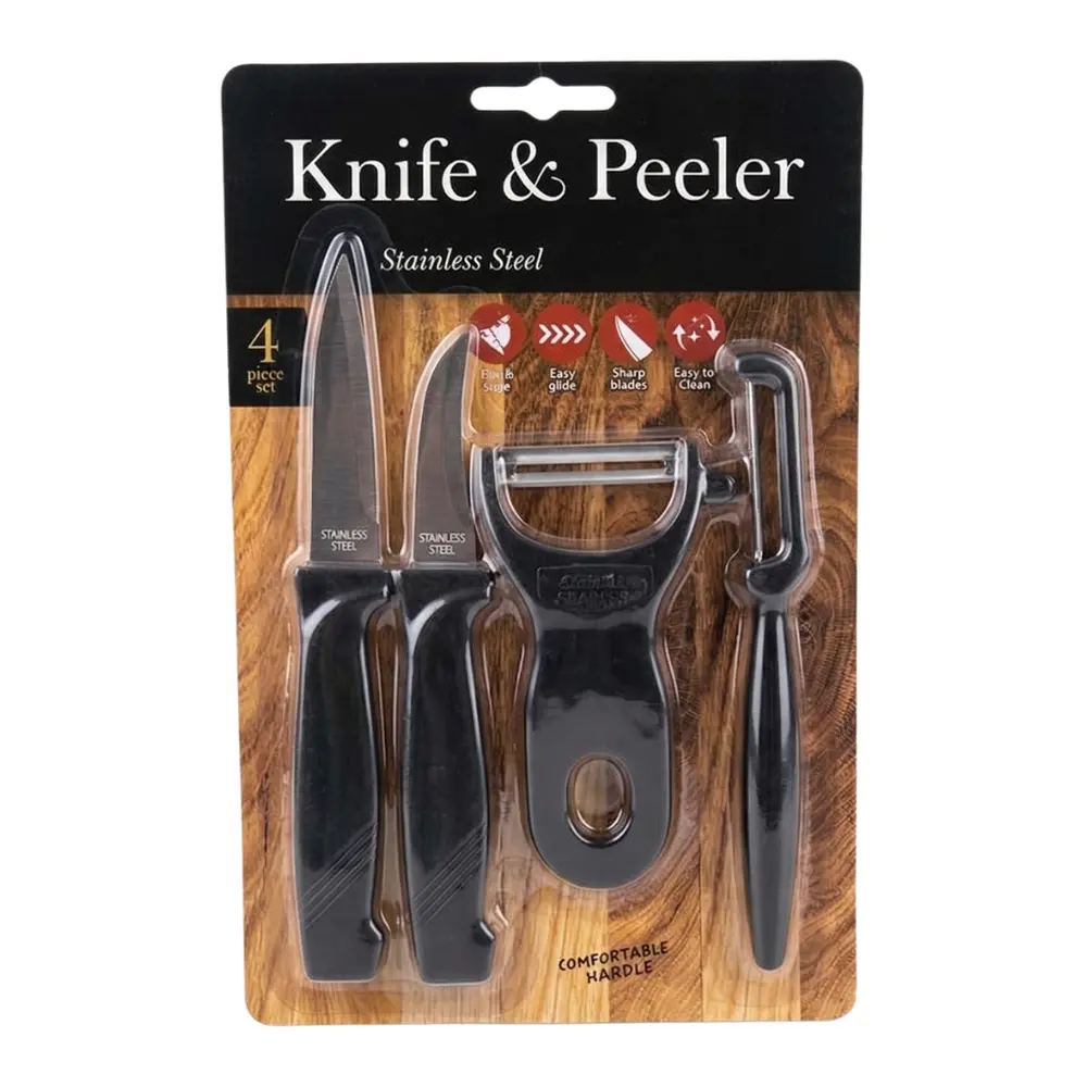 Bộ Dao Nhà Bếp Đa Năng, Stainless Steel Kitchen Knife & Peeler, 4 Cái - UNCLE BILLS