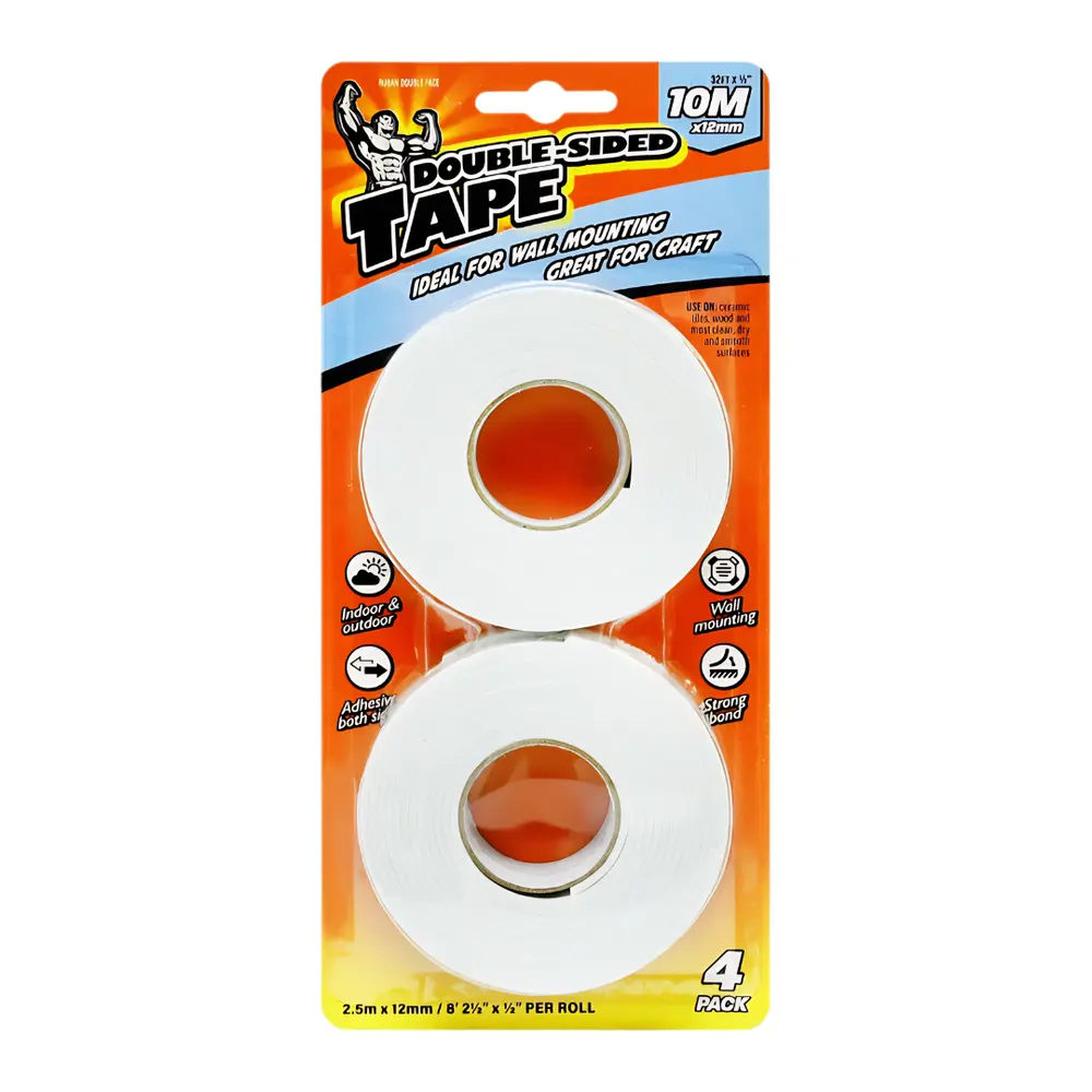 Băng Keo 2 Mặt, Double-Sided Tape, 4 Cuộn (2.5m x 12mm) - UNCLE BILLS