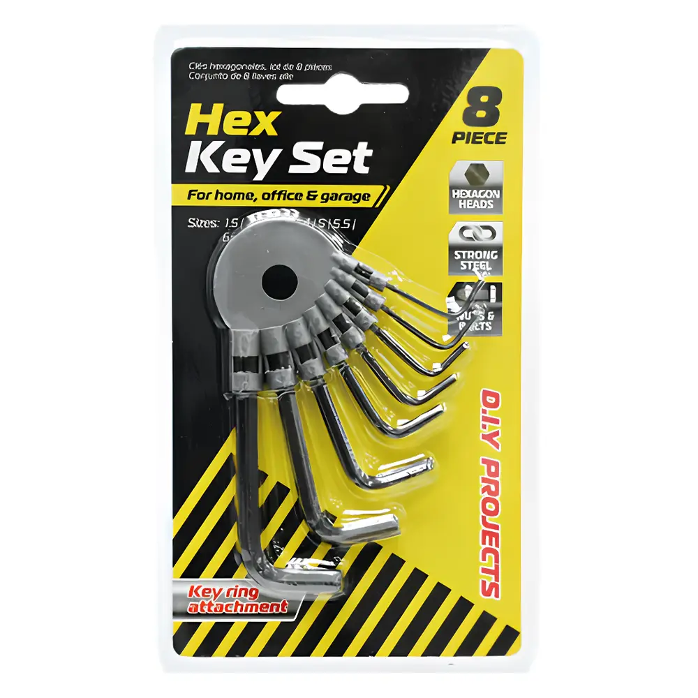 Bộ Chìa Lục Giác Cờ Lê, Hex Key Wrench Set , Size 1.5 - 5.5, 8 Cái - UNCLE BILLS