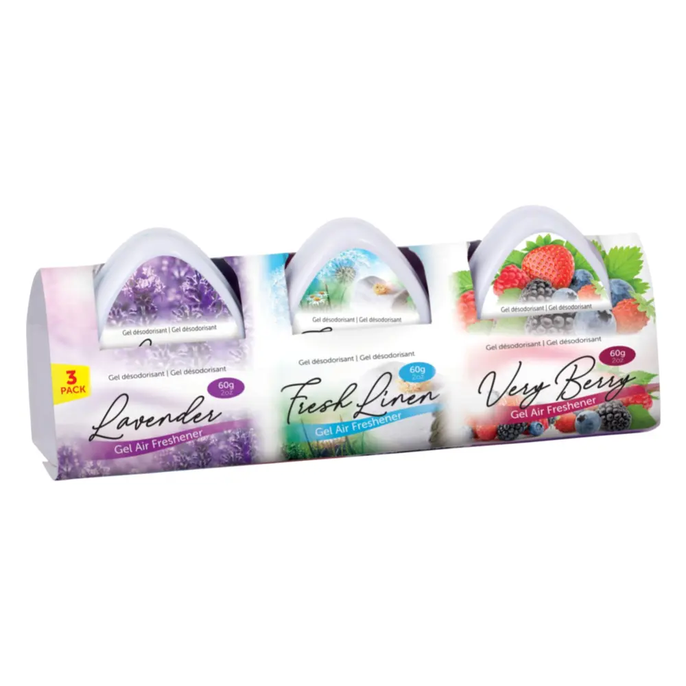 Gel Thơm Phòng, Mini Gel Air Freshener, Lavender, Fresh Linen & Very Berry, 3 Hộp (180g) - UNCLE BILLS