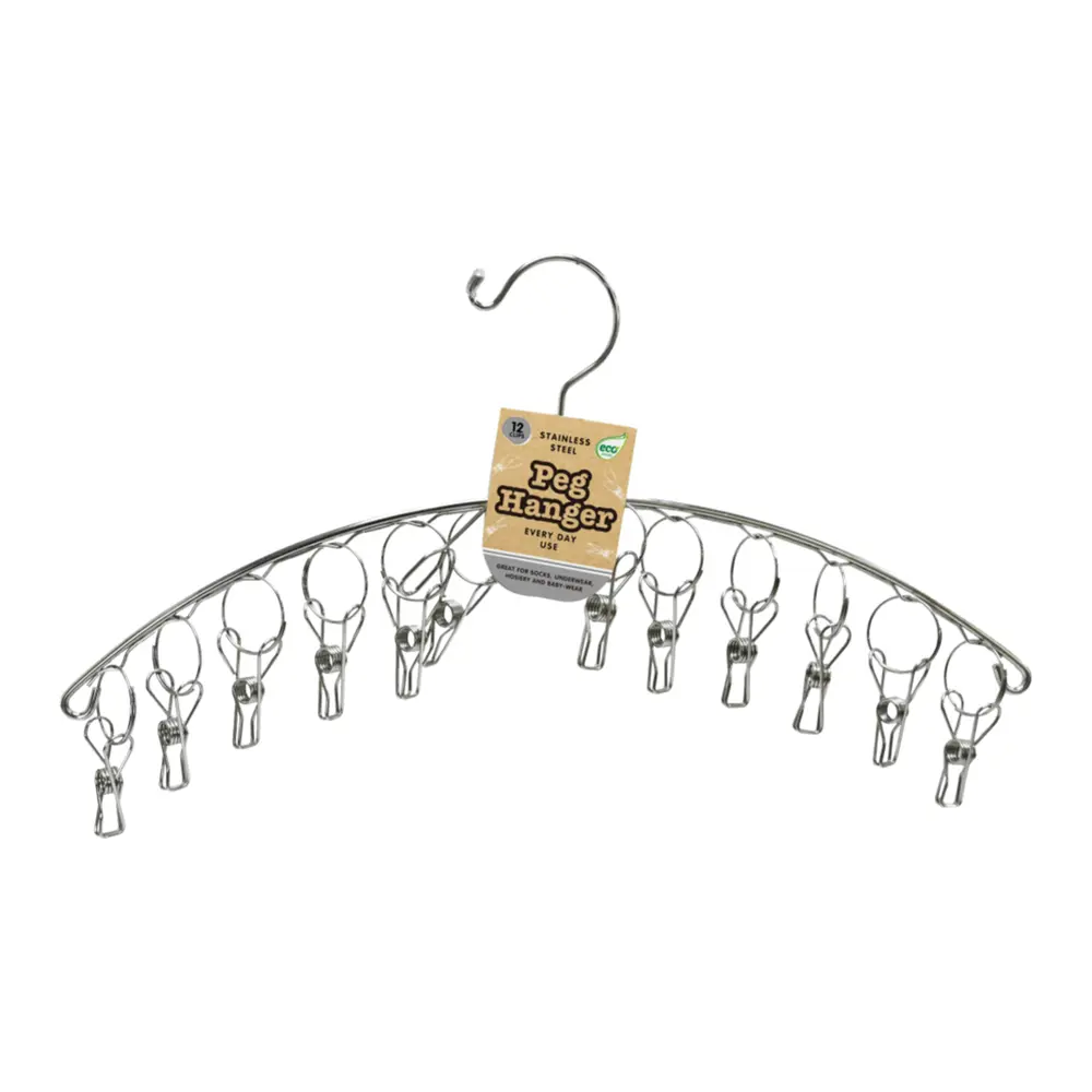 Móc Kẹp Thép Không Gỉ Phơi Vớ & Đồ Lót, Stainless Steel Peg Hangers, 12 Kẹp - UNCLE BILLS