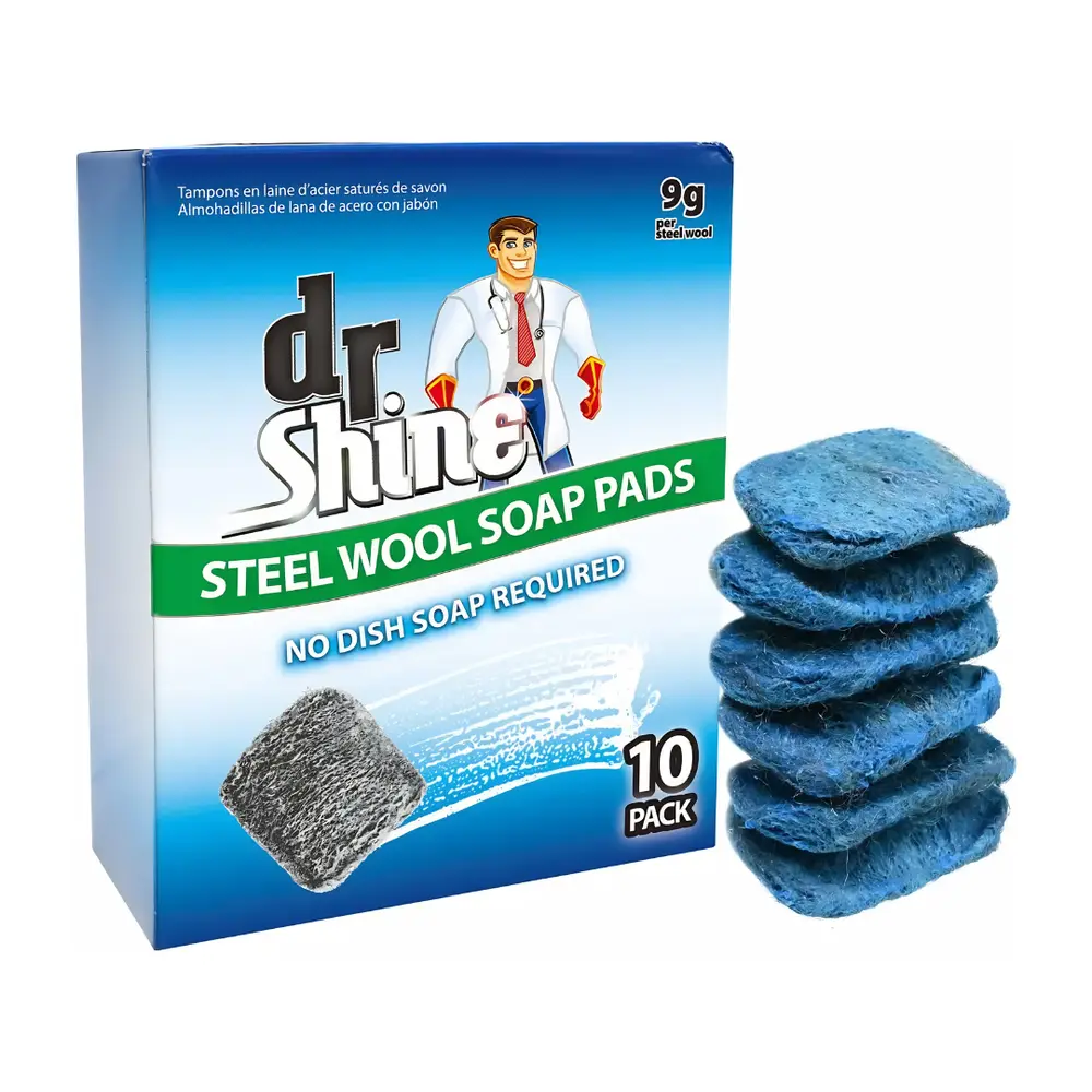 Cước Thép Chà Rửa Có Sẵn Xà Phòng, Steel Wool Soap Pads, 10 Cái (90g) - UNCLE BILLS