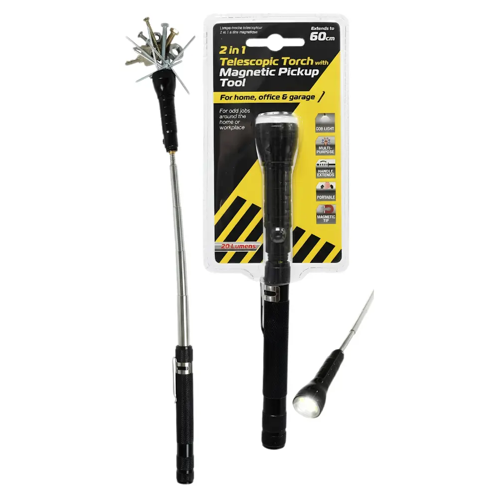 Đèn Pin Có Thể Kéo Dài, 2 in 1 Telescopic Torch with Magnetic Pickup Tool, Battery Operated (20 - 60cm) - UNCLE BILLS